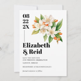 Orange Blossom & Jasmine Blooms Save the Date Einladung