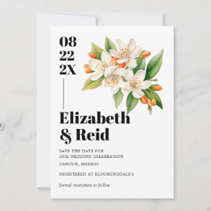 Orange Blossom & Jasmine Blooms Save the Date Einladung