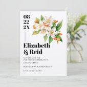 Orange Blossom & Jasmine Blooms Save the Date Einladung (Stehend Vorderseite)
