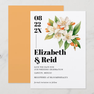 Orange Blossom & Jasmine Blooms Save the Date Einladung