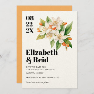 Orange Blossom & Jasmine Blooms Save the Date Einladung