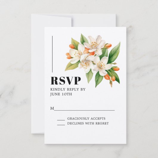 Orange Blossom & Jasmine Blooms Wedding RSVP Card Karte (Vorderseite)