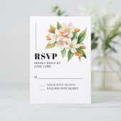 Orange Blossom & Jasmine Blooms Wedding RSVP Card Karte (Stehend Vorderseite)