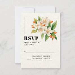 Orange Blossom & Jasmine Blooms Wedding RSVP Card Karte