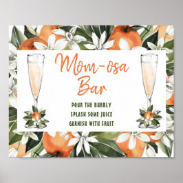 Orange Blossom Momosa Bar Dusche Zeichen Poster