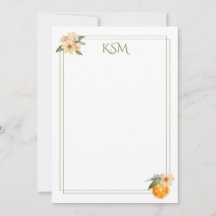 Orange Blossom Monogram Stationery