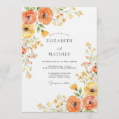 Orange Blossom Painterly Romance Wedding Einladung (Vorderseite)