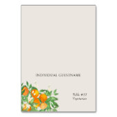 Orange Blossom Printed Guest Name Platzkarte Tischnummer (Vorderseite)