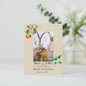 Orange Blossom Save the Date Foto QR-Code Postkarte (Stehend Vorderseite)