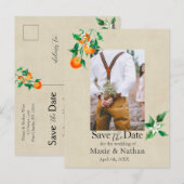 Orange Blossom Save the Date Foto QR-Code Postkarte (Vorne/Hinten)