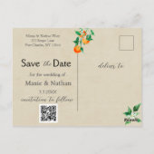 Orange Blossom Save the Date Foto QR-Code Postkarte (Rückseite)
