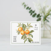 Orange Blossom Save the Date Postkarte (Stehend Vorderseite)