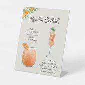 Orange Blossom Signature Cocktails Hochzeiten Bar Sockelschild (Vorderseite)