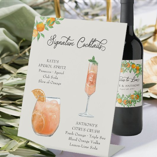 Orange Blossom Signature Cocktails Hochzeiten Bar Sockelschild
