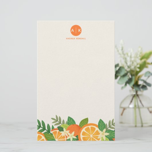 Orange Blossom Stationery Briefpapier (Stehend Vorderseite)