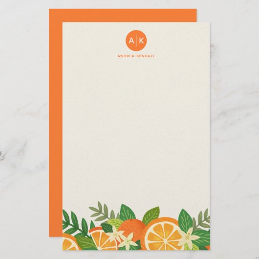 Orange Blossom Stationery Briefpapier (Vorne/Hinten)