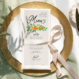 Orange Blossom Three Courses Citrus Wedding Menükarte
