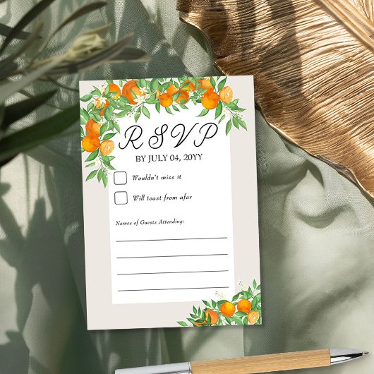 Orange Blossom Wedding Neutral Gerahmt RSVP Karte
