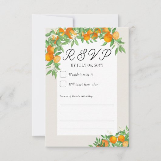 Orange Blossom Wedding Neutral Gerahmt RSVP Karte (Vorderseite)