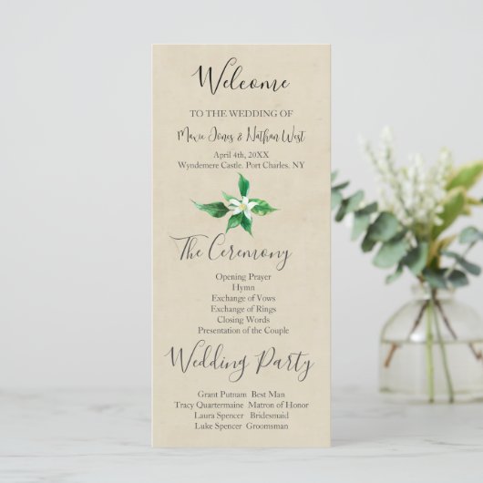 Orange Blossom Wedding Program (Stehend Vorderseite)