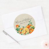 Orange Blossom Wedding Runder Aufkleber (Umschlag)