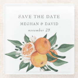 Orange Blossoms Citrus Botanical Wedding  Glasuntersetzer