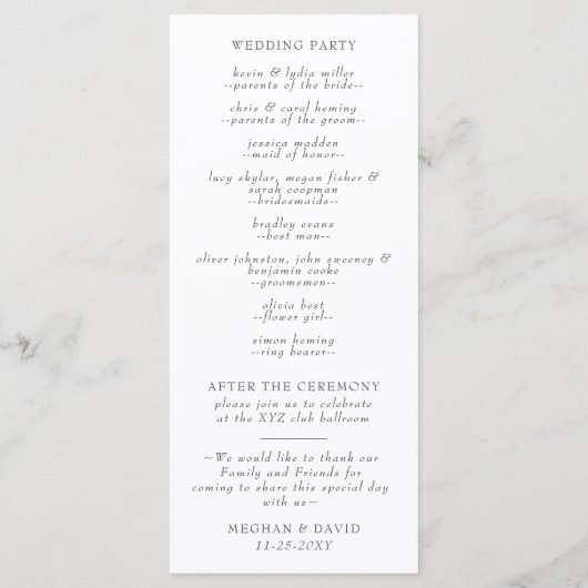 Orange Blossoms Citrus Botanical Wedding  Programm (Rückseite)