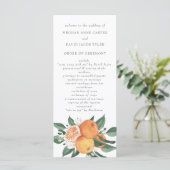 Orange Blossoms Citrus Botanical Wedding  Programm (Stehend Vorderseite)