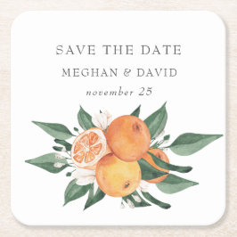 Orange Blossoms Citrus Botanical Wedding  Rechteckiger Pappuntersetzer