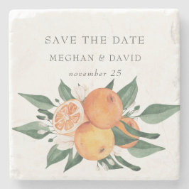 Orange Blossoms Citrus Botanical Wedding   Steinuntersetzer