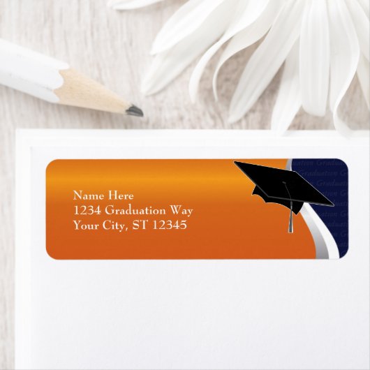 Orange & Blue Abschluss Address Label (Insitu)