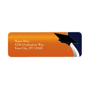Orange & Blue Abschluss Address Label