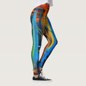 Orange Blue Abstrakt Painting Leggings (Rechts)