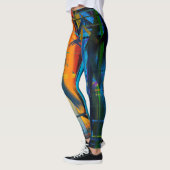 Orange Blue Abstrakt Painting Leggings (Links)