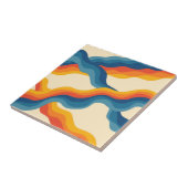 Orange Blue Abstrakt Retro Wavy Strip Bold Fliese (Seite)