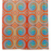 Orange Blue Abstrakt Swirl Muster Duschvorhang (Vorderseite)