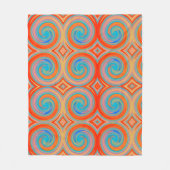 Orange Blue Abstrakt Swirl Muster Fleecedecke (Vorderseite)