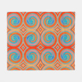 Orange Blue Abstrakt Swirl Muster Fleecedecke (Vorderseite (Horizontal))