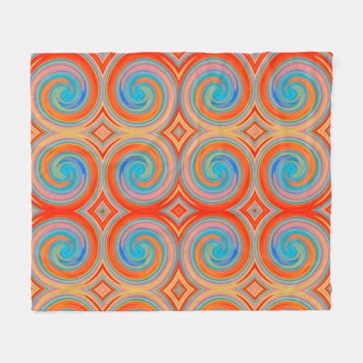 Orange Blue Abstrakt Swirl Muster Fleecedecke (Vorderseite (Horizontal))