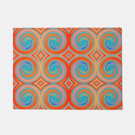 Orange Blue Abstrakt Swirl Muster Fußmatte (Vorderseite)