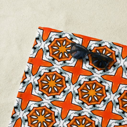 Orange, blue and white geometric patterned strandtuch (Beispiel)