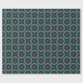 Orange Blue Aquamarin Black Mandala Boho Pattern Geschenkpapier (Flach)