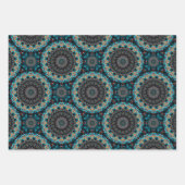 Orange Blue Aquamarin Black Mandala Boho Pattern Geschenkpapier Set (Vorderseite)