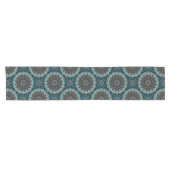 Orange Blue Aquamarin Black Mandala Boho Pattern Kurzer Tischläufer (Horizontal)