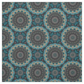 Orange Blue Aquamarin Black Mandala Boho Pattern Stoff (Muster)
