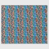Orange Blue Aquamarin Mosaik-Festglasabstraktion Geschenkpapier (Flach)