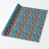 Orange Blue Aquamarin Mosaik-Festglasabstraktion Geschenkpapier (Ungerollt)
