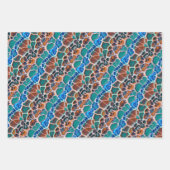 Orange Blue Aquamarin Mosaik-Festglasabstraktion Geschenkpapier Set (Vorderseite 2)