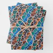 Orange Blue Aquamarin Mosaik-Festglasabstraktion Geschenkpapier Set (Beispiel)