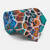 Orange Blue Aquamarin Mosaik-Festglasabstraktion Krawatte (Gerollt)